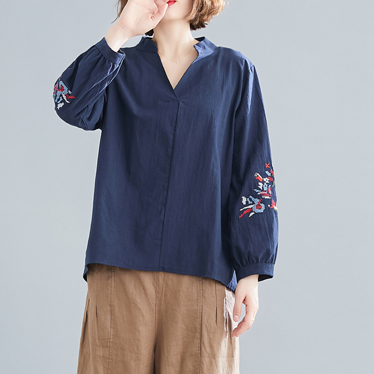 刺繡棉麻女裝藝文上衣
