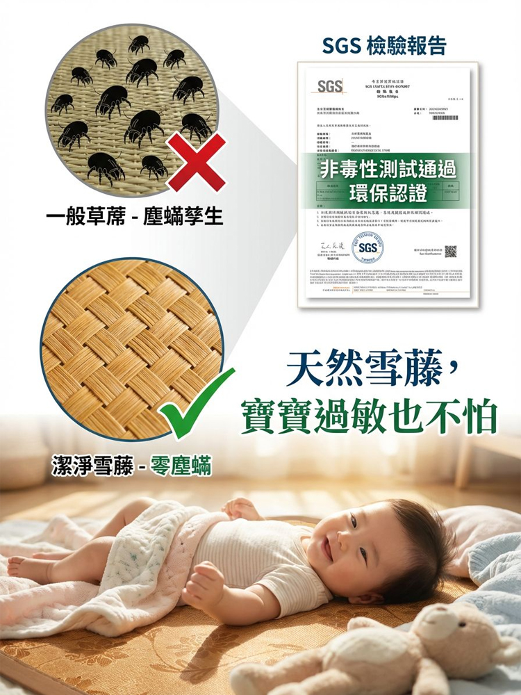 【恆溫21度】天然冰絲雪藤蓆