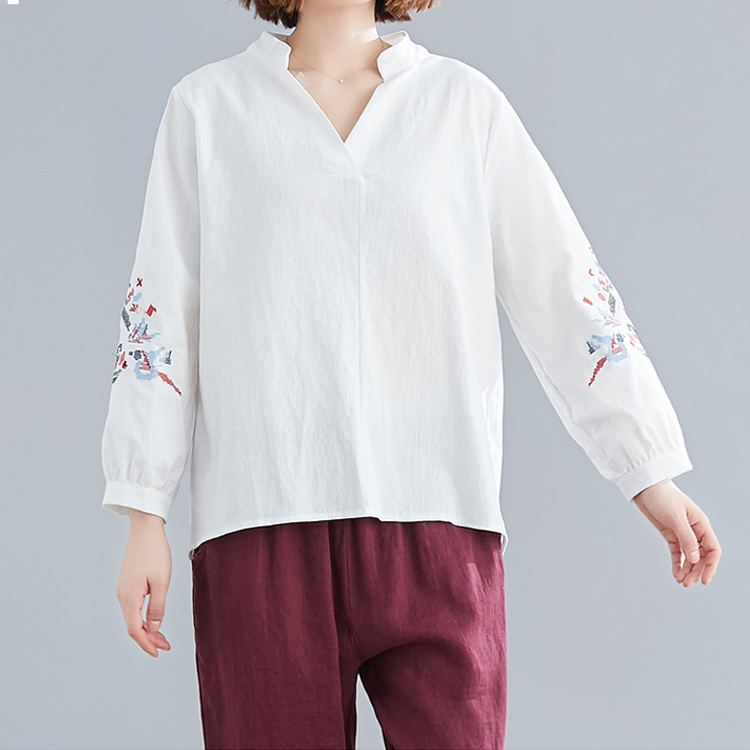 刺繡棉麻女裝藝文上衣