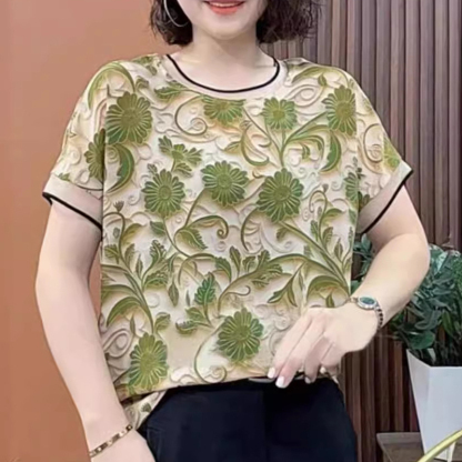 立體花朵氣質短袖上衣