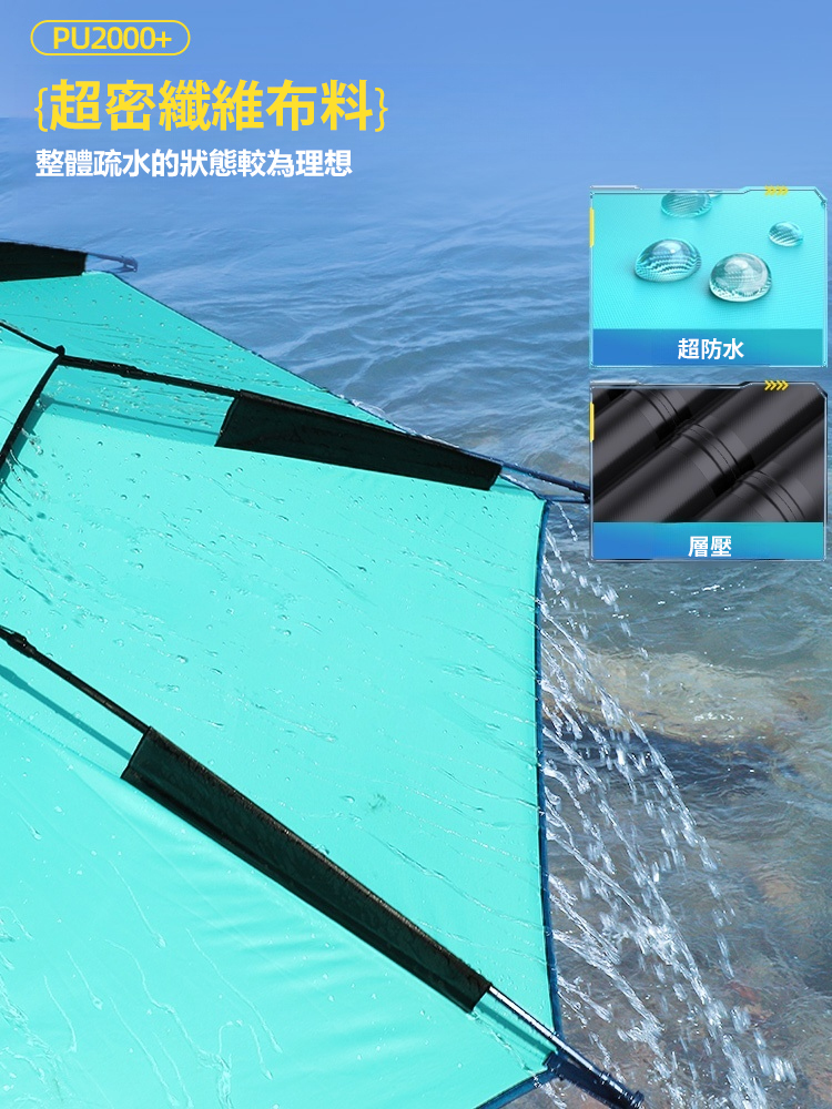 雙層黑膠防雨防風遮陽釣傘