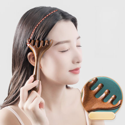 金絲檀木六爪經絡按摩梳