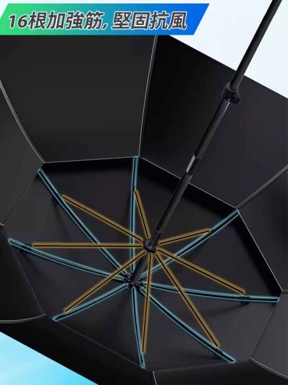 雙層黑膠防雨防風遮陽釣傘