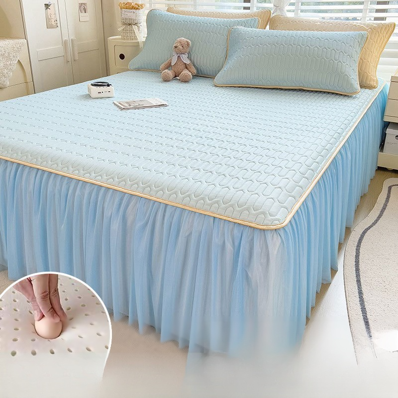 加厚乳膠涼席床裙三件套