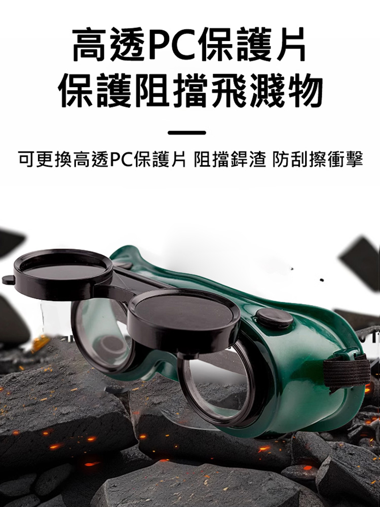 雙翻電焊防衝擊防護眼鏡