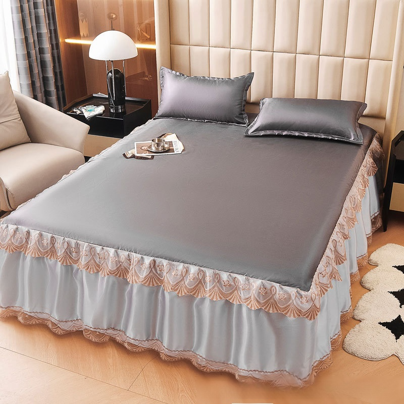 海洋冰感絲涼席床裙三件套組