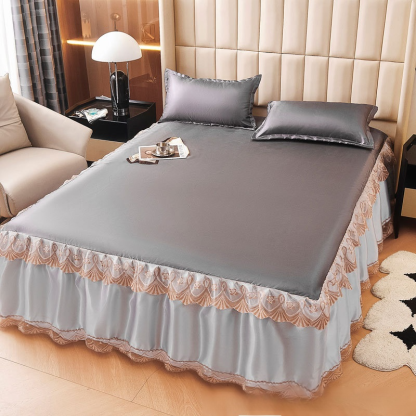 海洋冰感絲涼席床裙三件套組