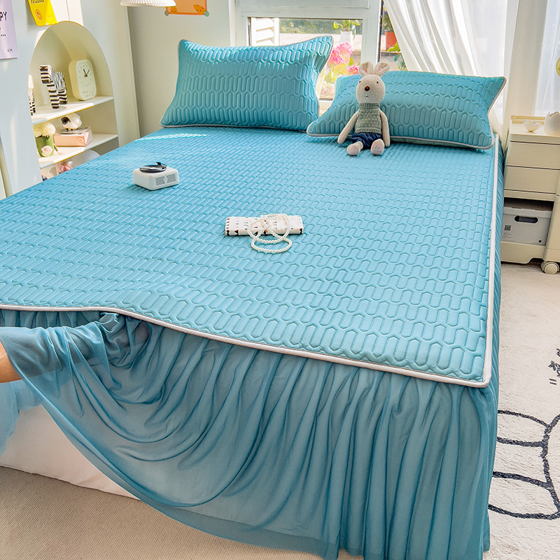 夏季爆款冰絲乳膠涼席三件套裝