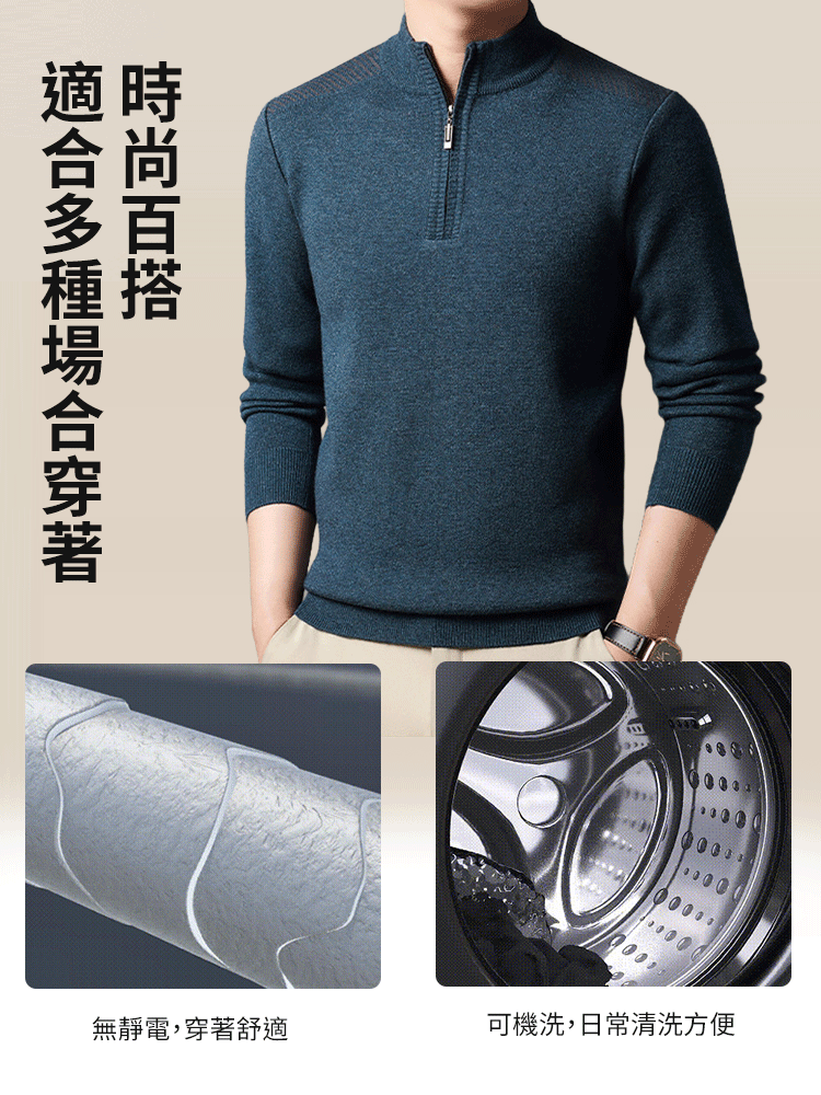 男士半高領加厚毛衣