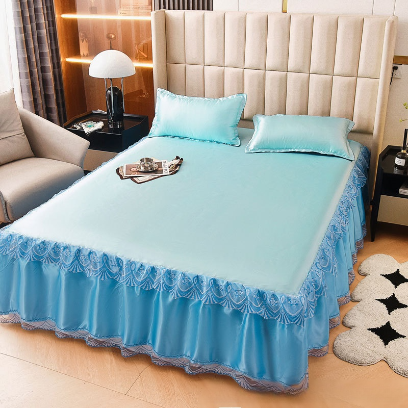 海洋冰感絲涼席床裙三件套組