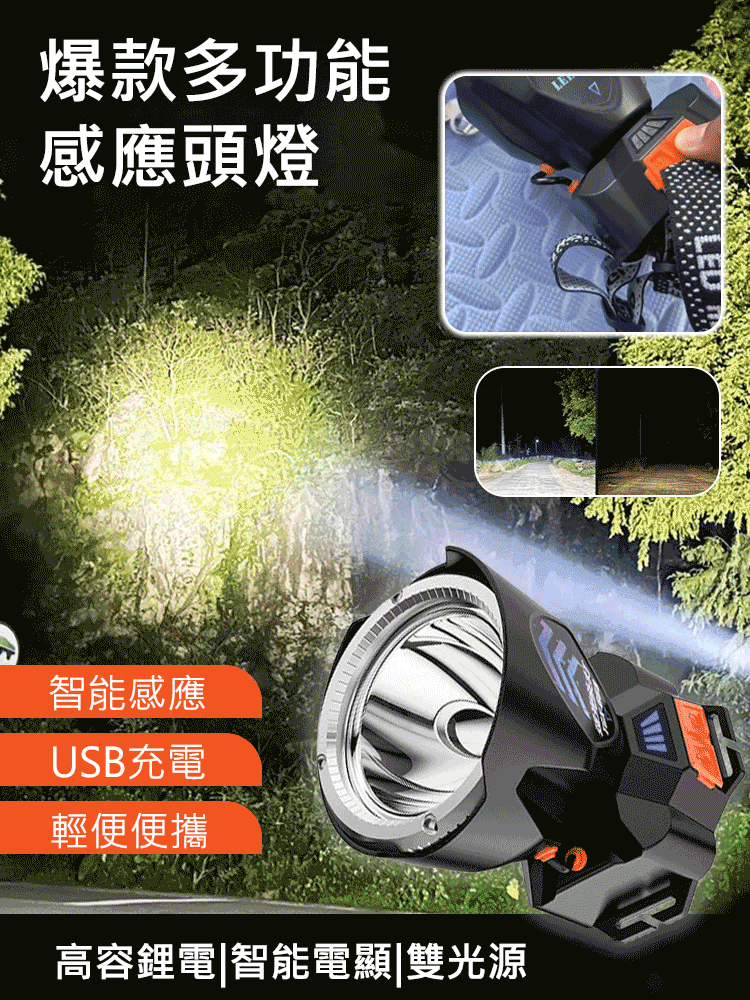 【100m內無死角！ 】長續航鋰電強光頭燈
