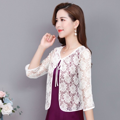 蕾絲鏤空披肩小衫