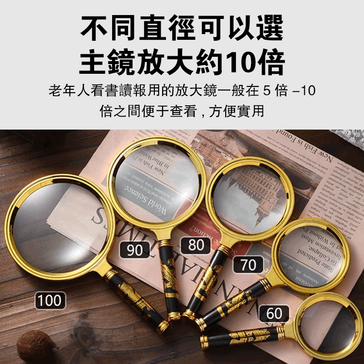 龍紋手柄10倍手持放大鏡