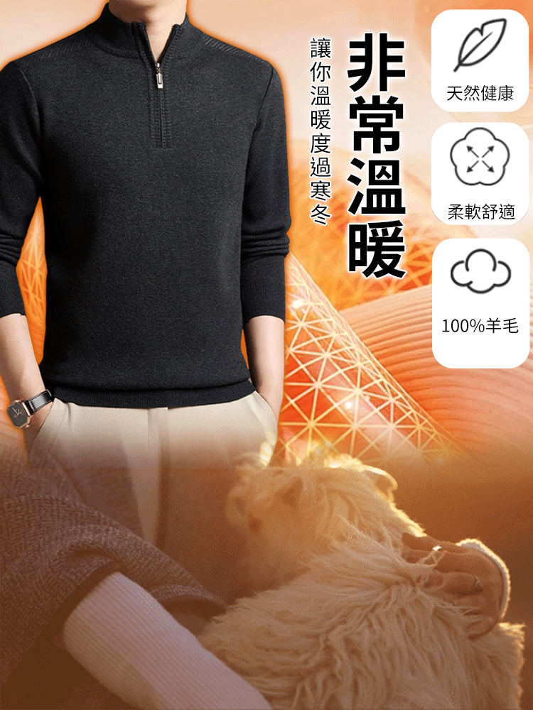男士半高領加厚毛衣