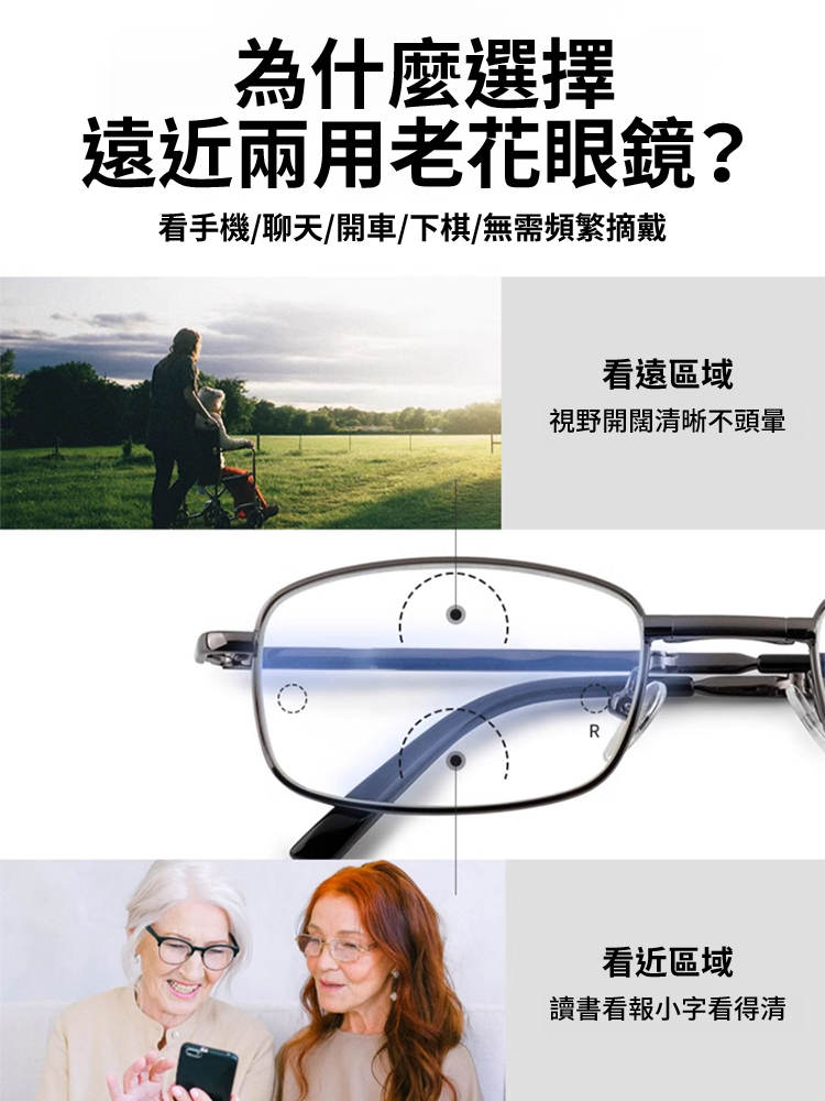 遠近兩用老花眼鏡