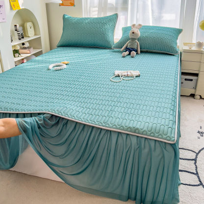 夏季爆款冰絲乳膠涼席三件套裝