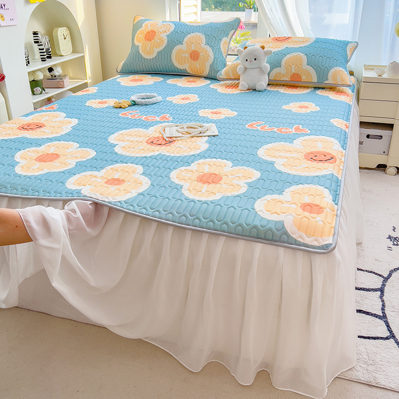 夏季爆款冰絲乳膠涼席三件套裝