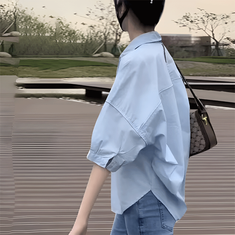 寬鬆顯瘦薄款白襯衫女