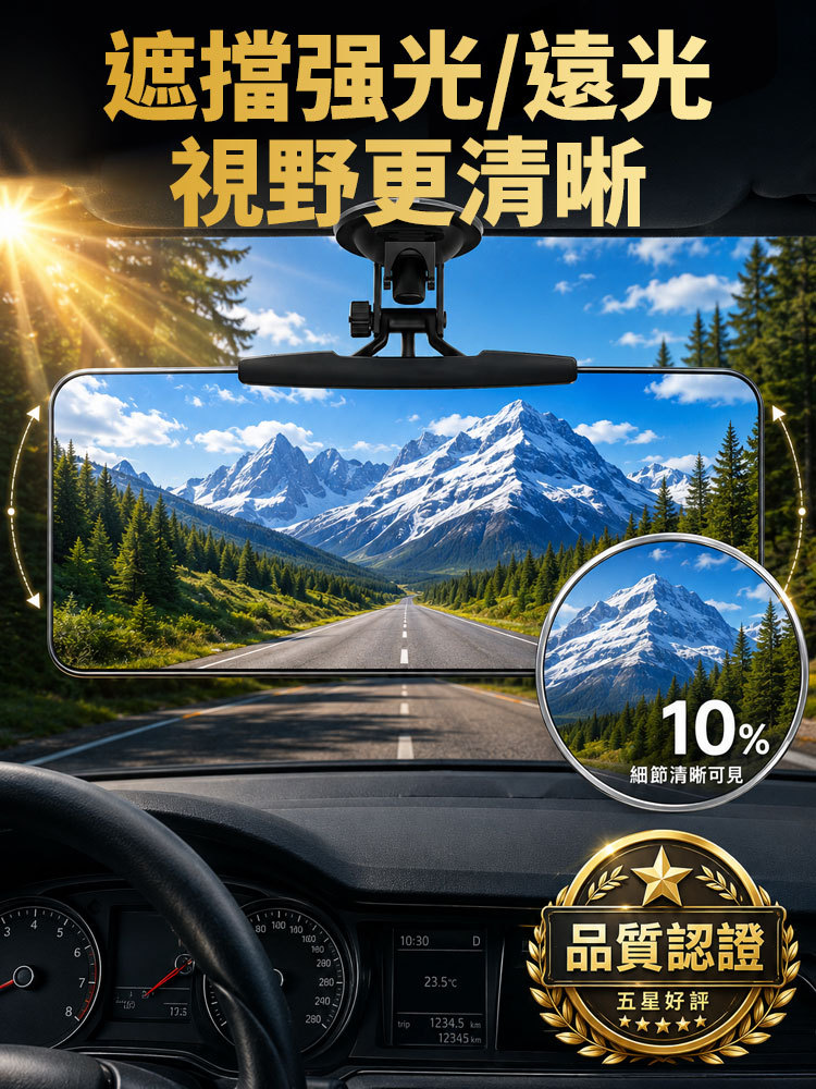 「防禦三寶遠燈」真空吸盤防眩遮陽鏡