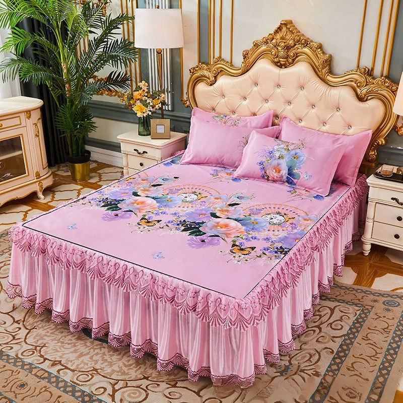 海洋冰感絲涼席床裙三件套組