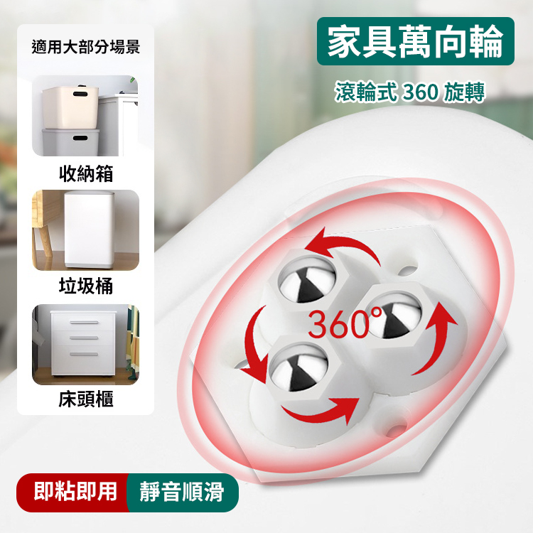 360°旋轉三滾珠式萬向輪