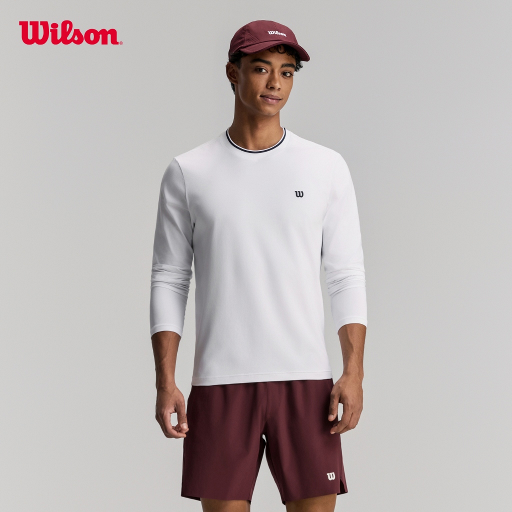Wilson Men Timeless Long Sleeve Tennis Tee Classic Navy/Bright White WN00097