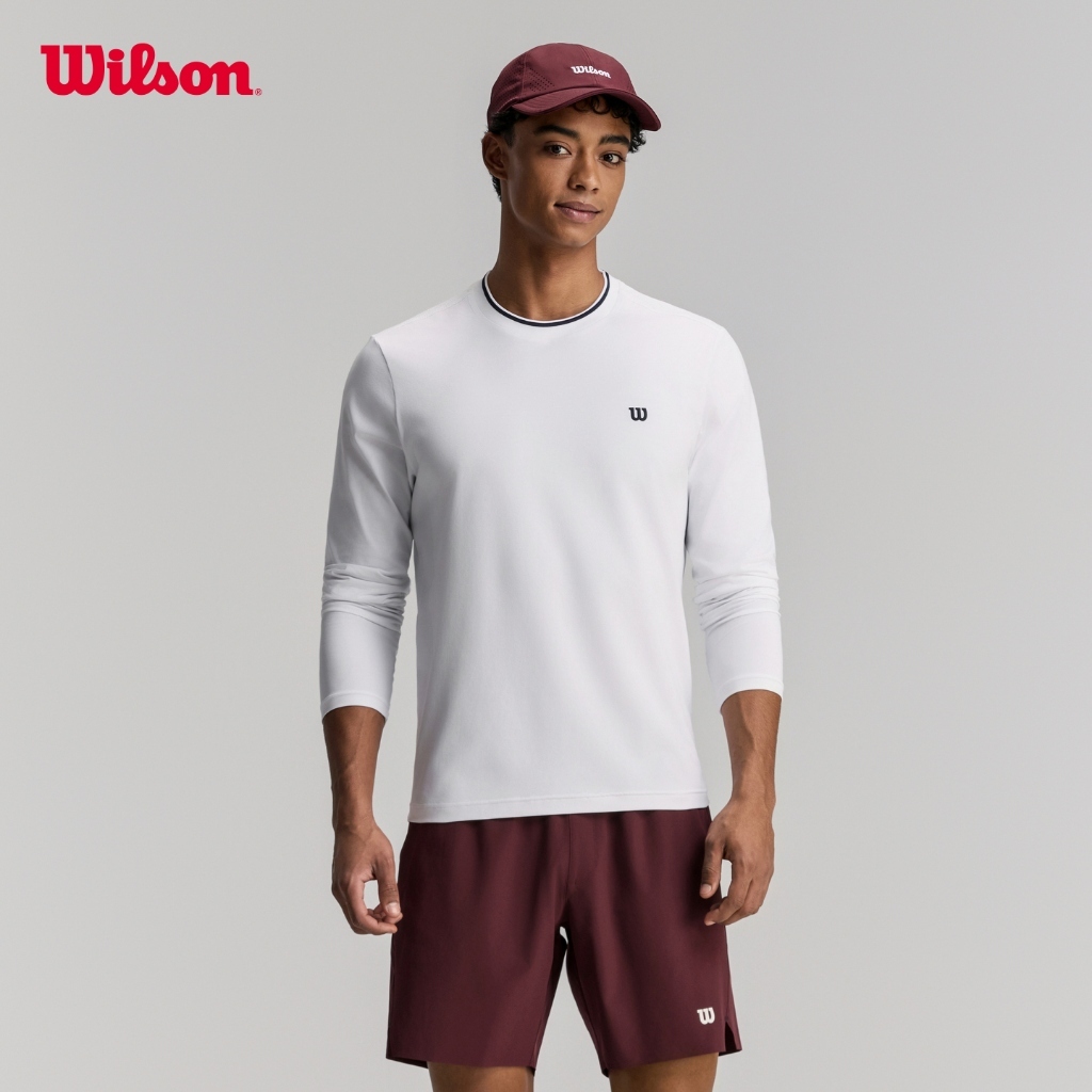 Wilson Men Timeless Long Sleeve Tennis Tee Classic Navy/Bright White WN00097