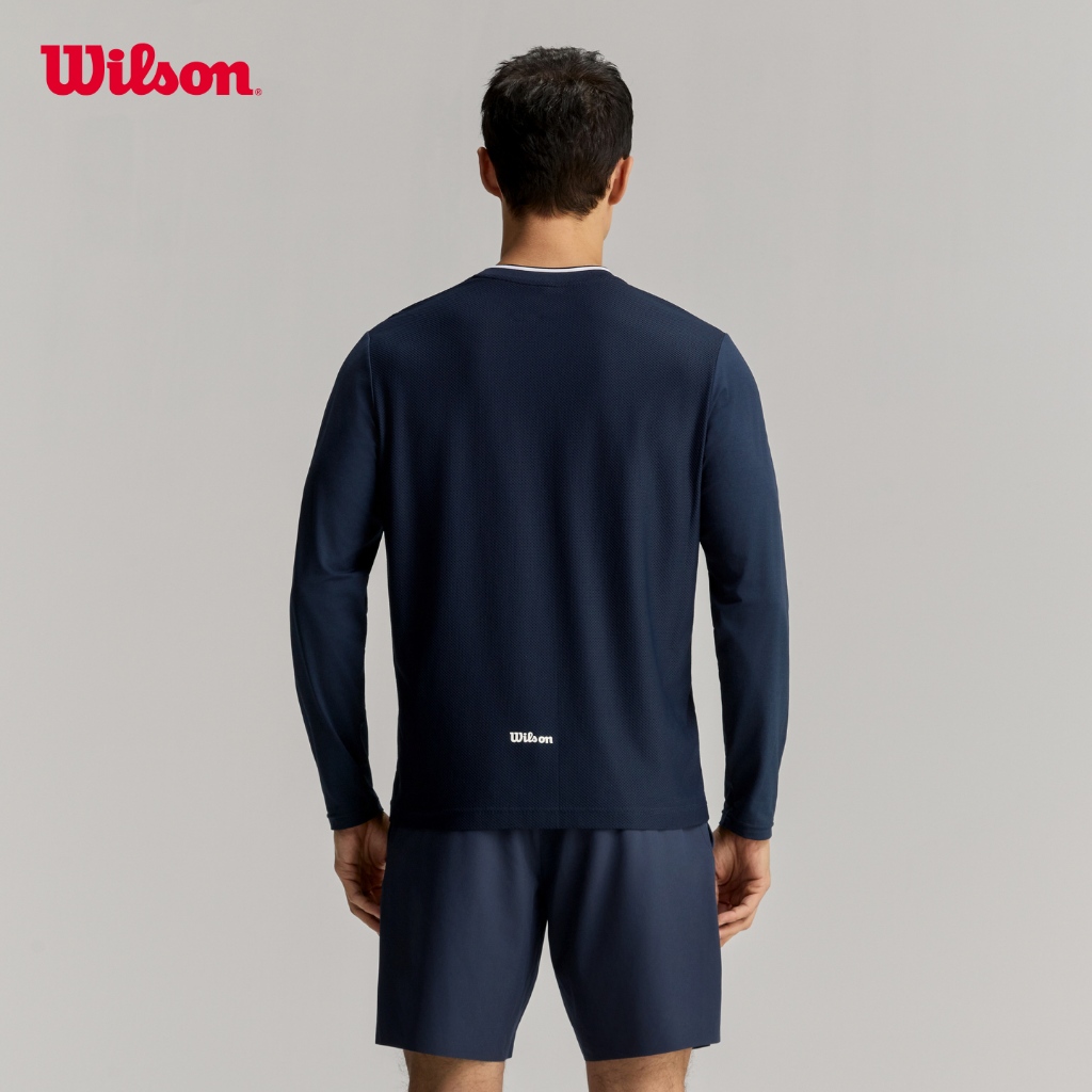 Wilson Men Timeless Long Sleeve Tennis Tee Classic Navy/Bright White WN00097