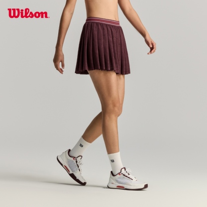 Wilson Women Split Pleat Tennis Skirt Built-In Shorts Pocket Quick-Dry Port Royale/Sandrift WE00095