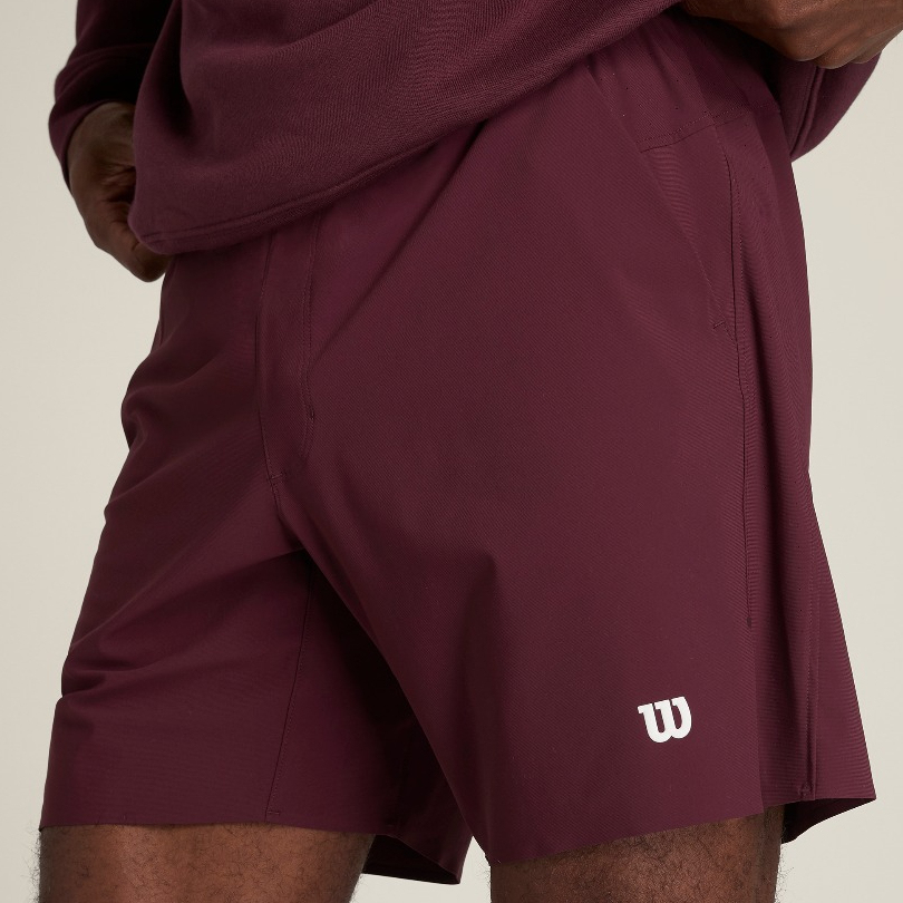 Wilson Men Peak Tennis Short 7in Unlined Mesh Panels Ball Pockets Port Royale WM00443531WIE