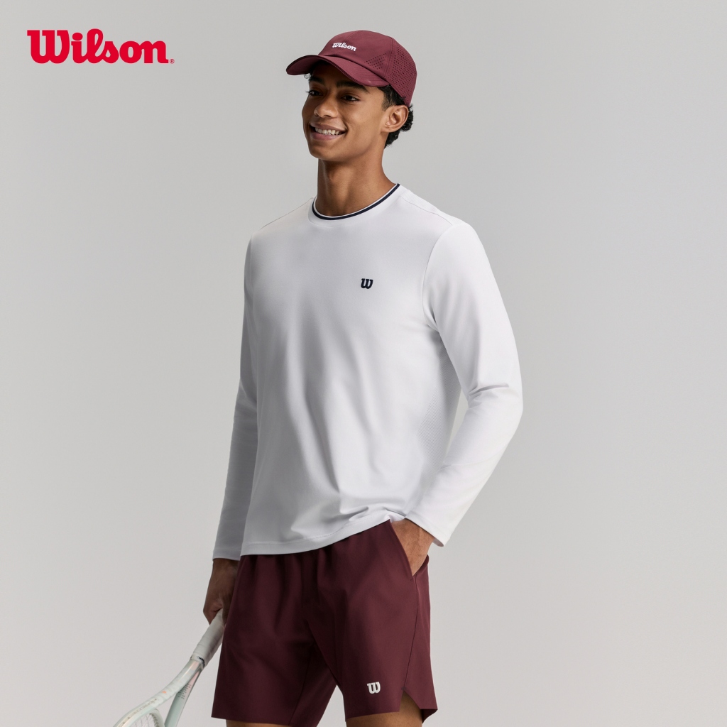 Wilson Men Timeless Long Sleeve Tennis Tee Classic Navy/Bright White WN00097