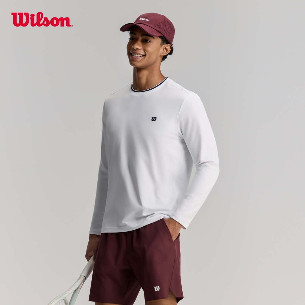 Wilson Men Timeless Long Sleeve Tennis Tee Classic Navy/Bright White WN00097