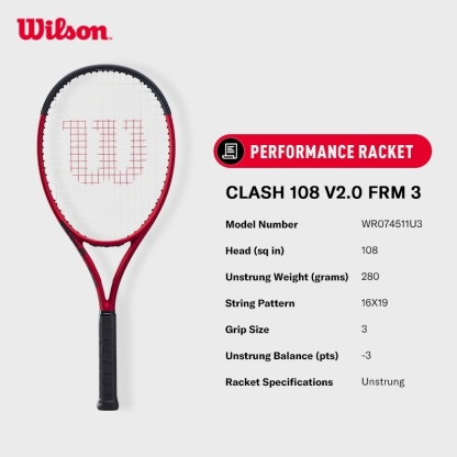 Wilson CLASH 108 V2 Performance Tennis Racket (Unstrung) 