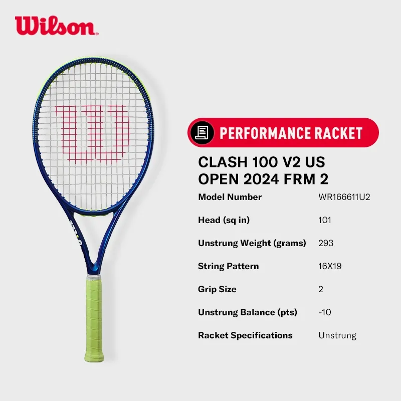 Wilson Clash 100 V2 US Open 2024 Tennis Racket (Unstrung)