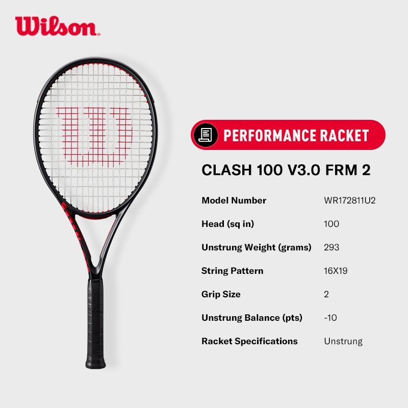 Wilson Clash V3 100 Performance Tennis Racket (Unstrung)
