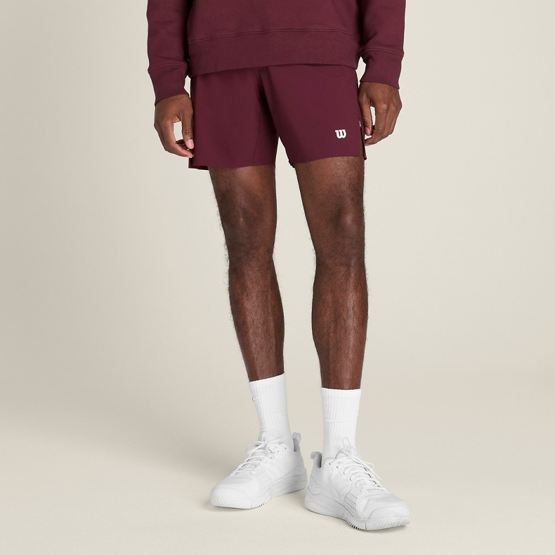 Wilson Men Peak Tennis Short 7in Unlined Mesh Panels Ball Pockets Port Royale WM00443531WIE