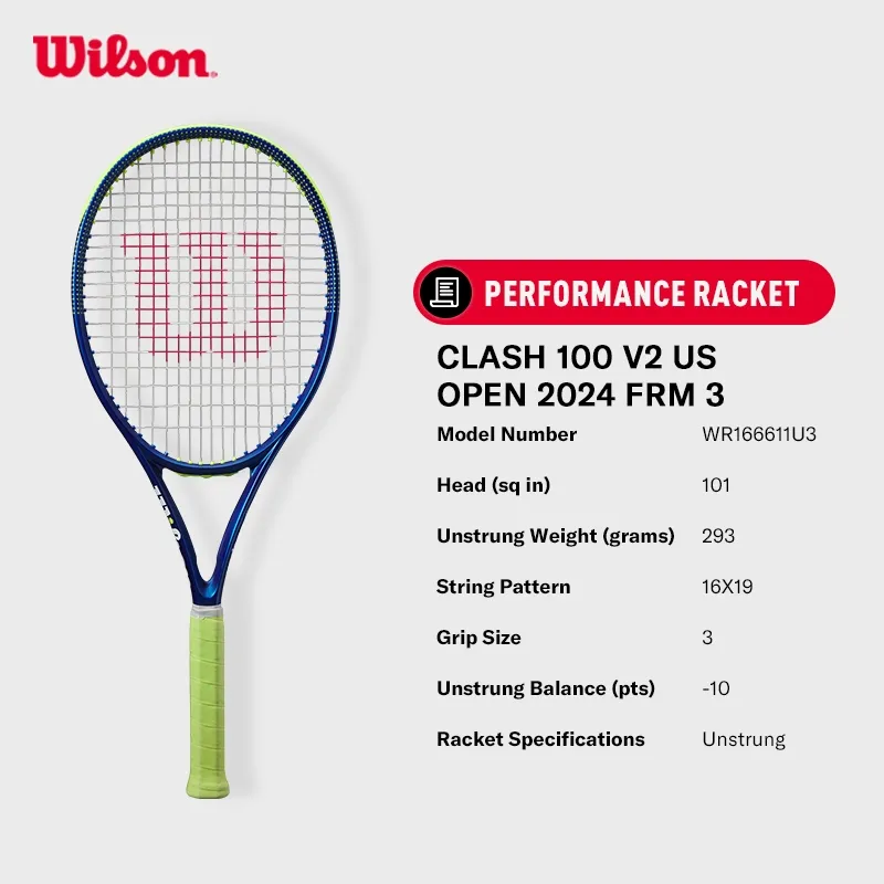 Wilson Clash 100 V2 US Open 2024 Tennis Racket (Unstrung)