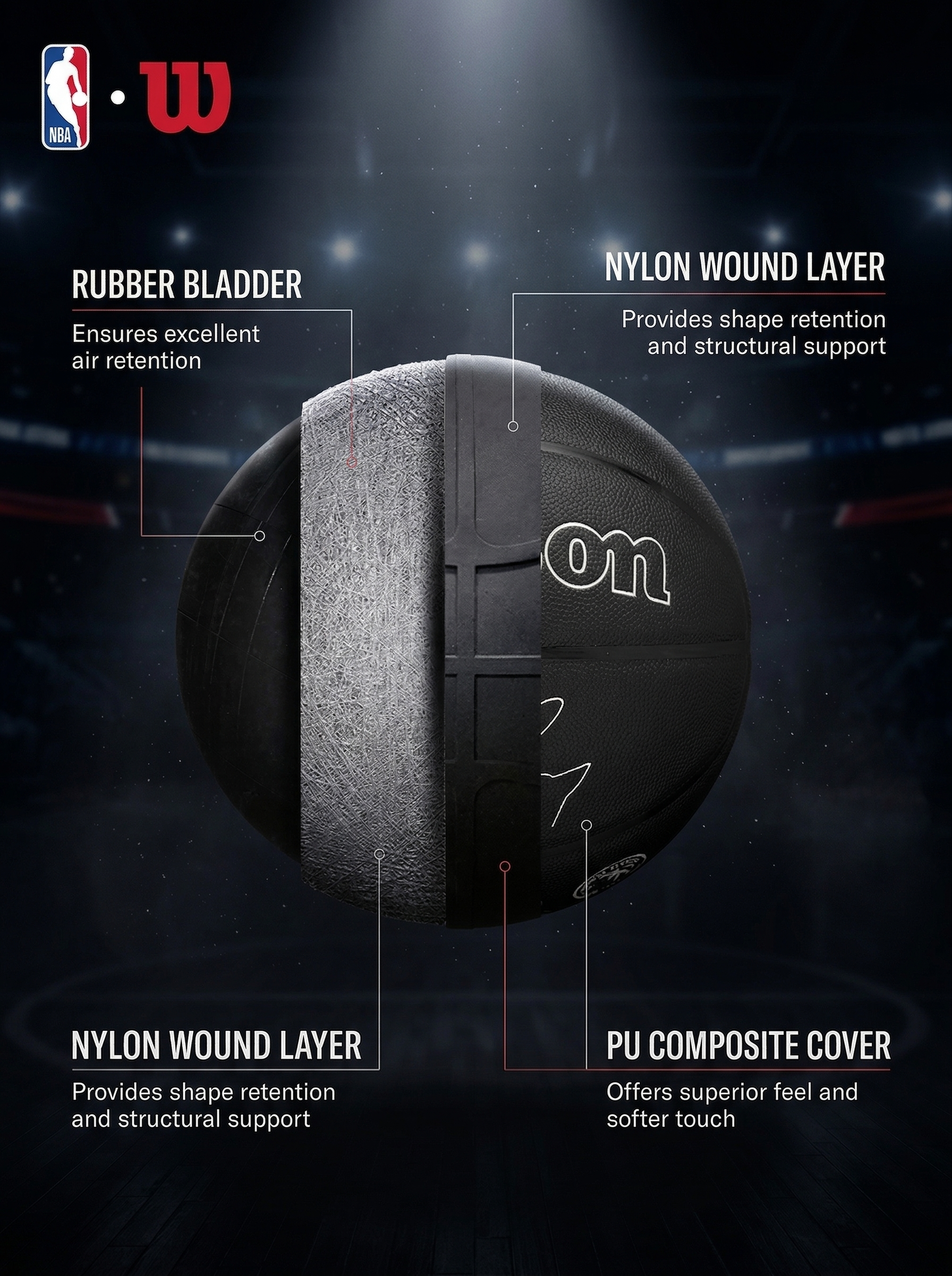 Wilson Stephen Curry Signature Basketball – Black Nightmode Pure Feel Curry Fan Collectible