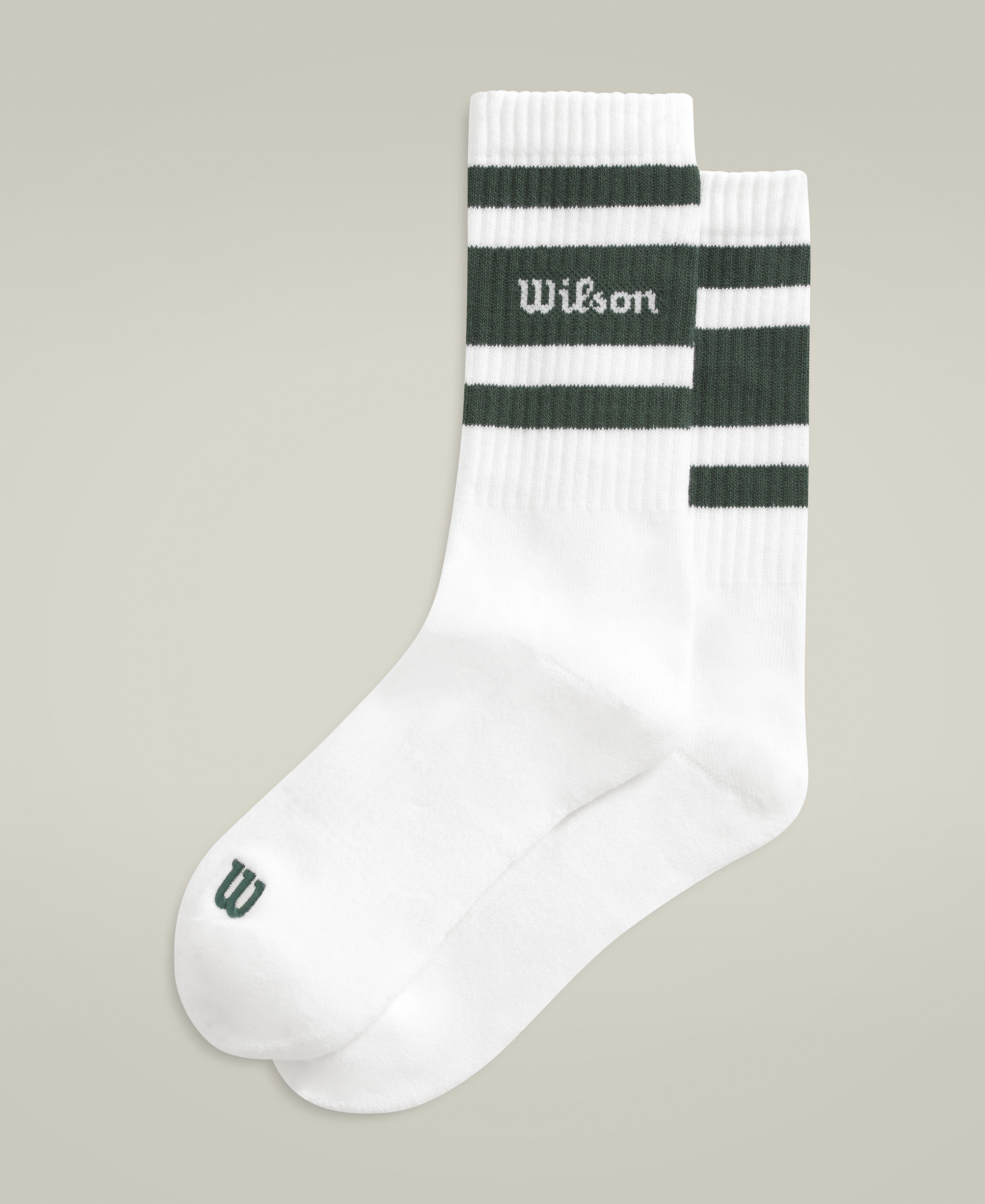 Wilson Crew Stripe Script Socks