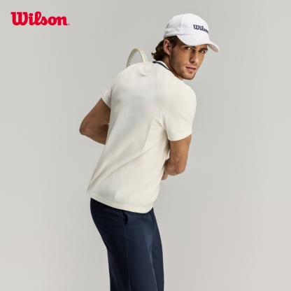 Wilson Men Center Flyknit Tee V2 Tennis Training Stretchable T-Shirt Port Royale/Sandrift WN00096