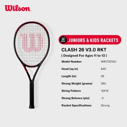 Wilson Junior Clash 26 V3 Youth Performance Tennis Racket