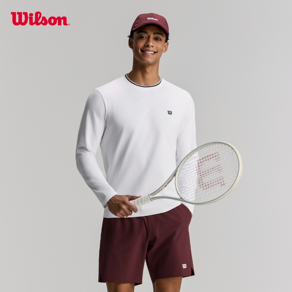 Wilson Men Timeless Long Sleeve Tennis Tee Classic Navy/Bright White WN00097
