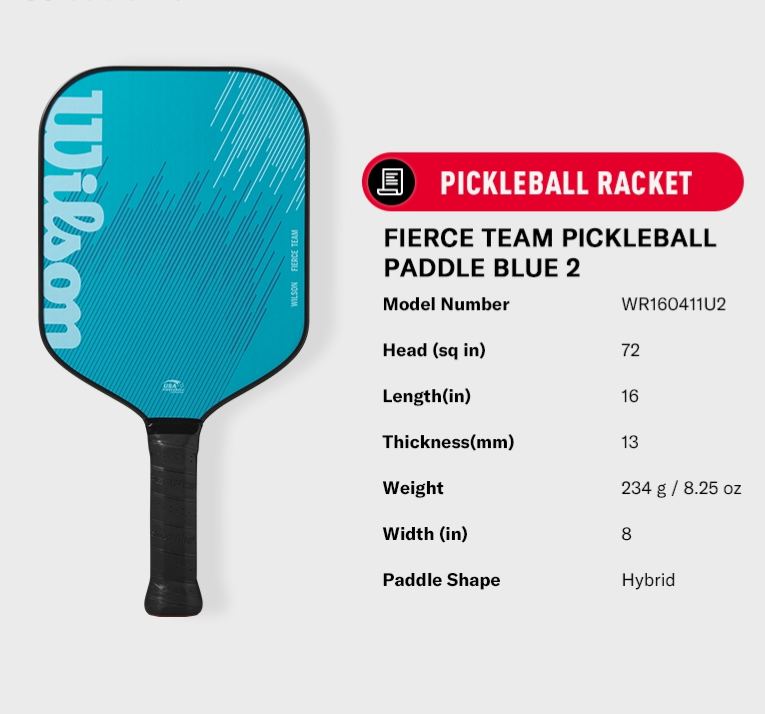 Wilson Fierce Team Pickleball Paddle Blue