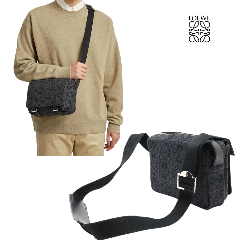 ロエベ ミリタリー メッセンジャーバッグ XS ショルダーバッグ ジャガード レザー 