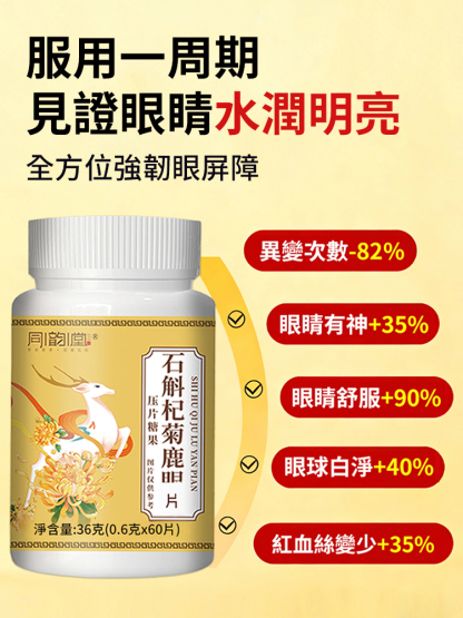 【眼病剋星】石斛杞菊鹿眼片，明目養神，幫助緩解眼部疲勞、維持清晰視力！重現明亮雙眸！