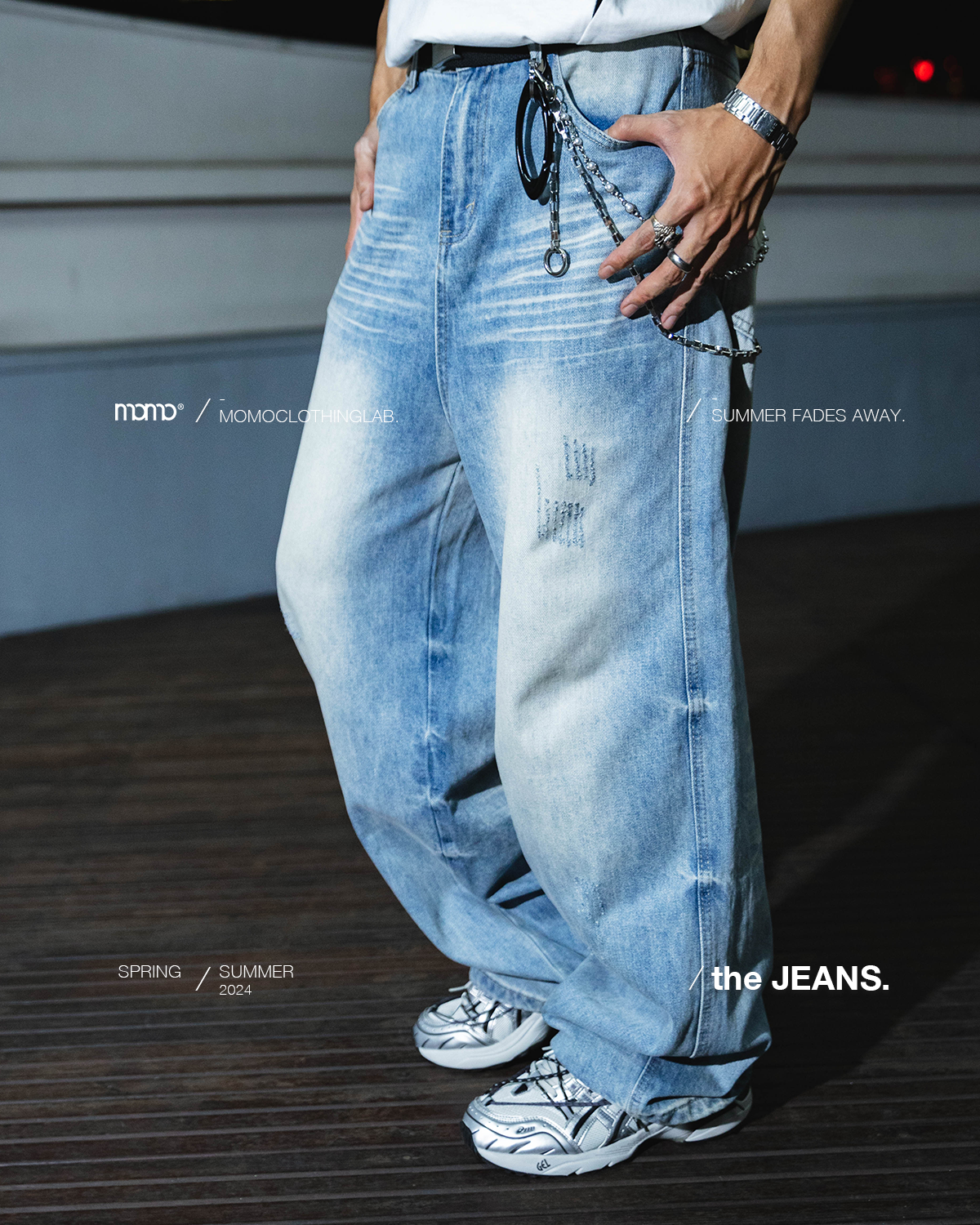 A.A Wash&Brushed Wide Denim Jeans