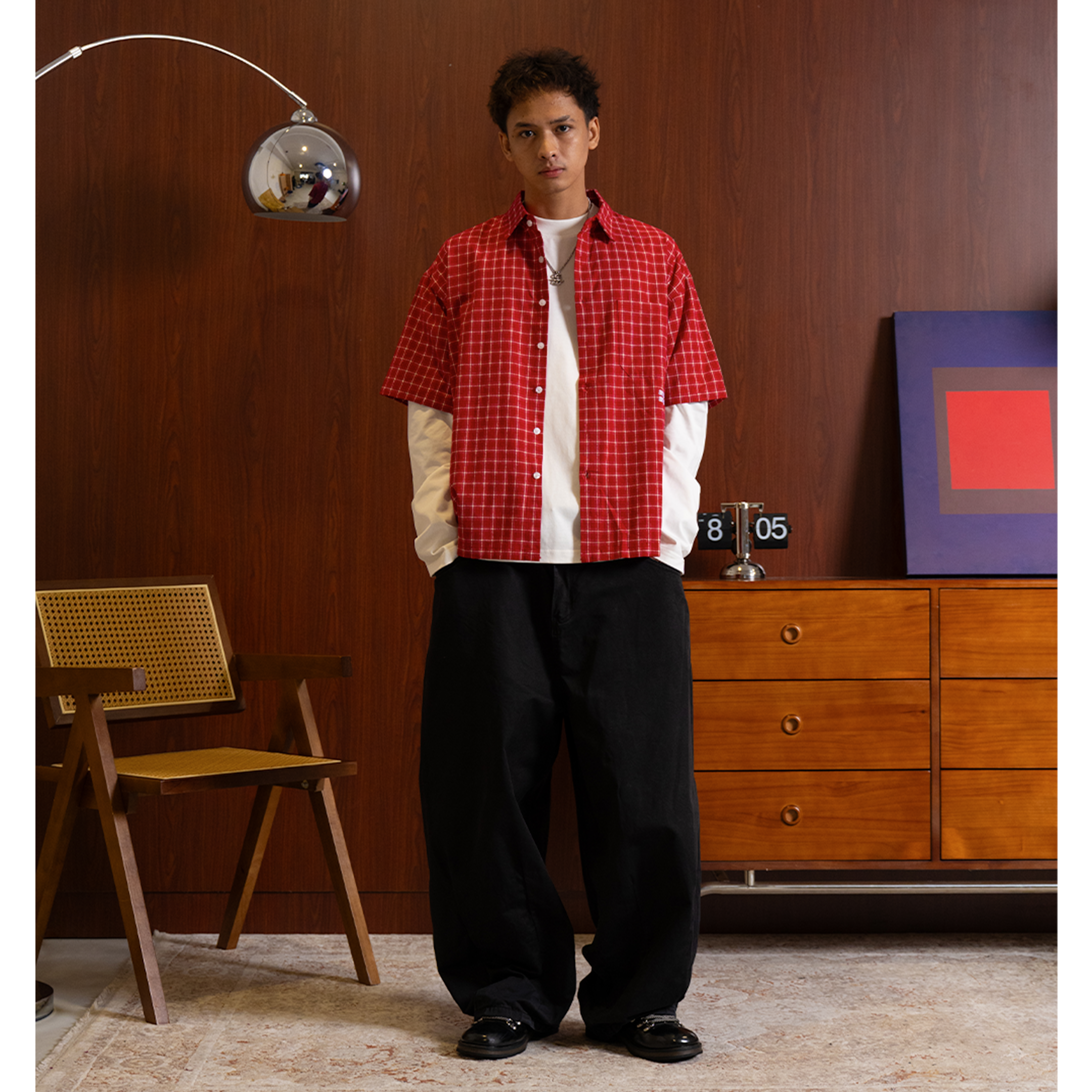 A.A Grid Shirt - Cherry Red 
