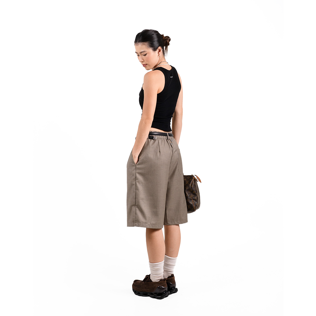 MOMO Pleated Suit Short Coffee Brown