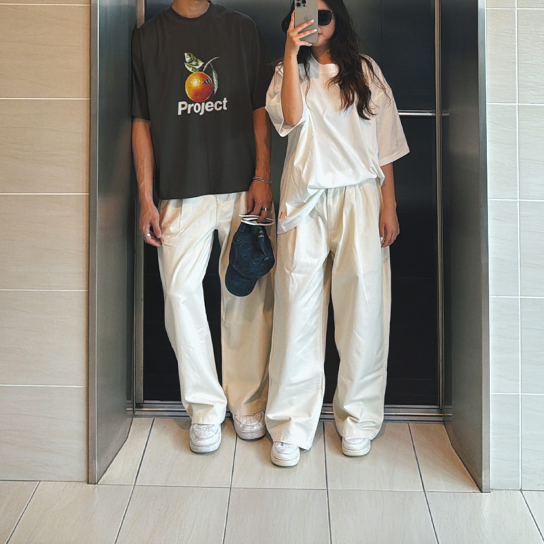 AA Beige White Balloon Pants