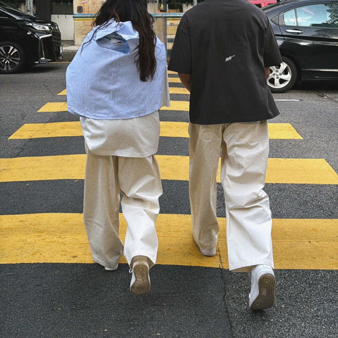 AA Beige White Balloon Pants